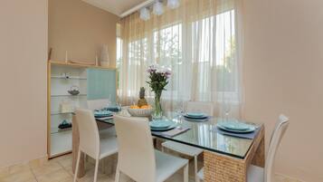 Apartment, 3 Bedrooms, Terrace, Sea View | Private kitchen | Microwave, dishwasher, coffee/tea maker, electric kettle