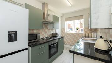 Fridge, microwave, oven, toaster