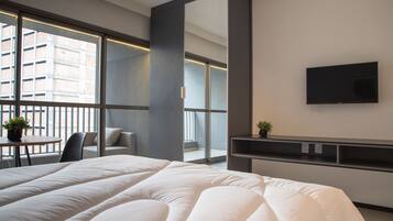 Desk, bed sheets