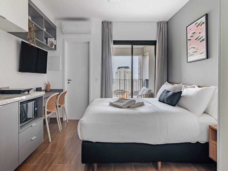Desk, bed sheets