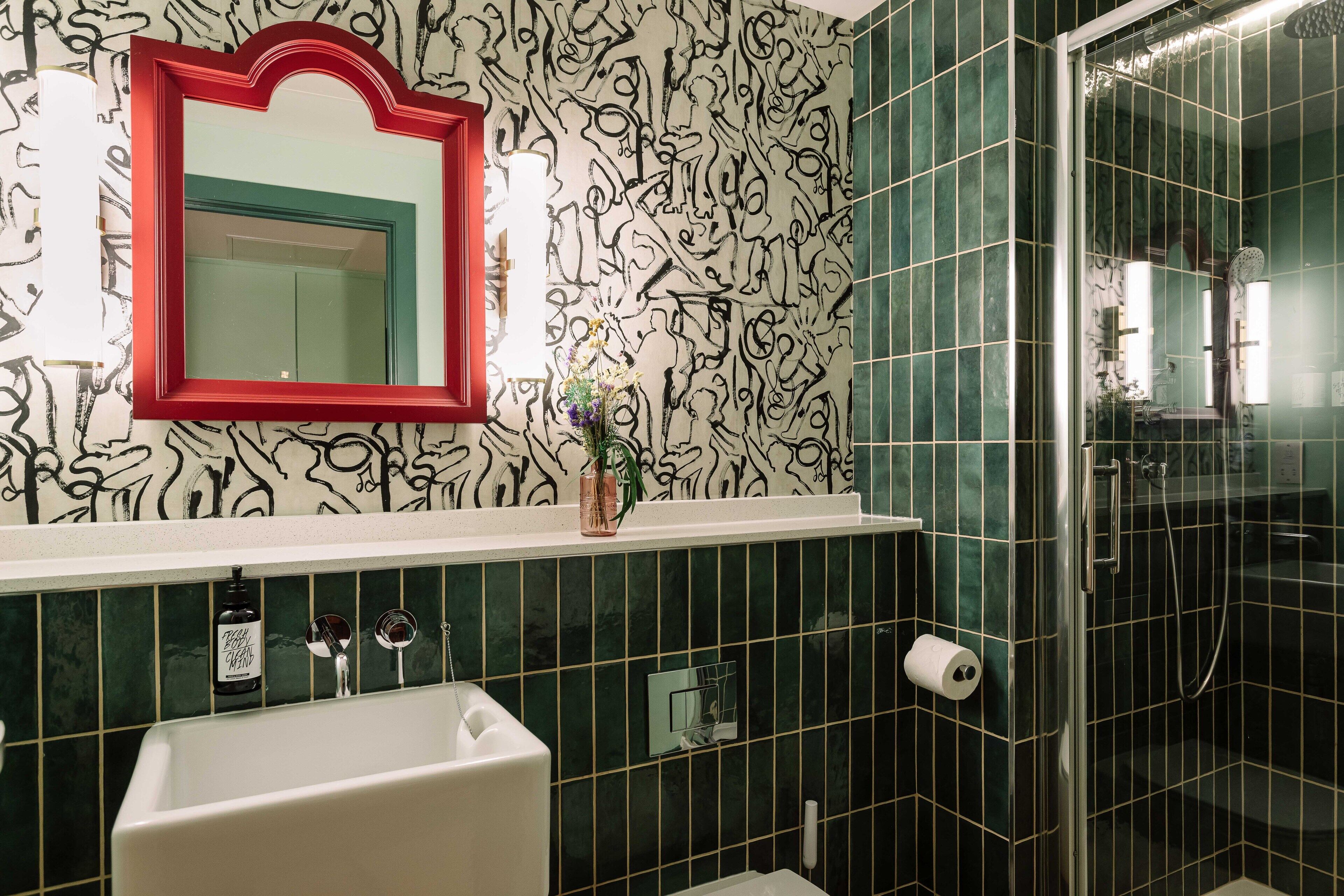 shower, designer toiletries, hair dryer, towels