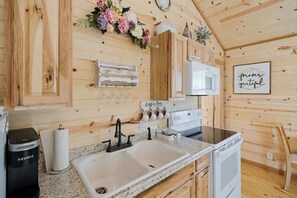 Cabin, 1 King Bed, Kitchen (411 E Main St #3) | Private kitchen