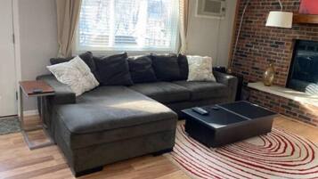 Smart TV, fireplace, video games, DVD player