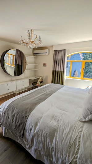1 bedroom, desk, laptop workspace, iron/ironing board