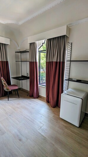 1 bedroom, desk, laptop workspace, iron/ironing board
