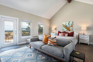 Cottage, 1 King Bed, Patio, Mountain View | Living area | TV, fireplace - Luxury Cottage With Stunning Views-spa Bath-patio (Fredericksburg)