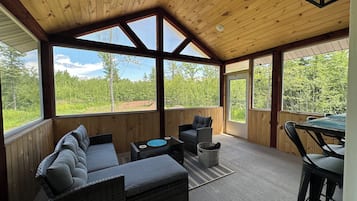 TV connectée, cheminée, livres