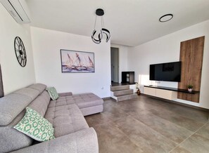 Living area - Two-bedroom family rooms Villa Poseidon 1 with swimming pool and private terrace (Novalja)