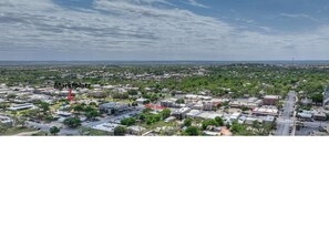 Aerial view - The Grove D With Hot Tub & King Beds - Walk to Main (Fredericksburg)