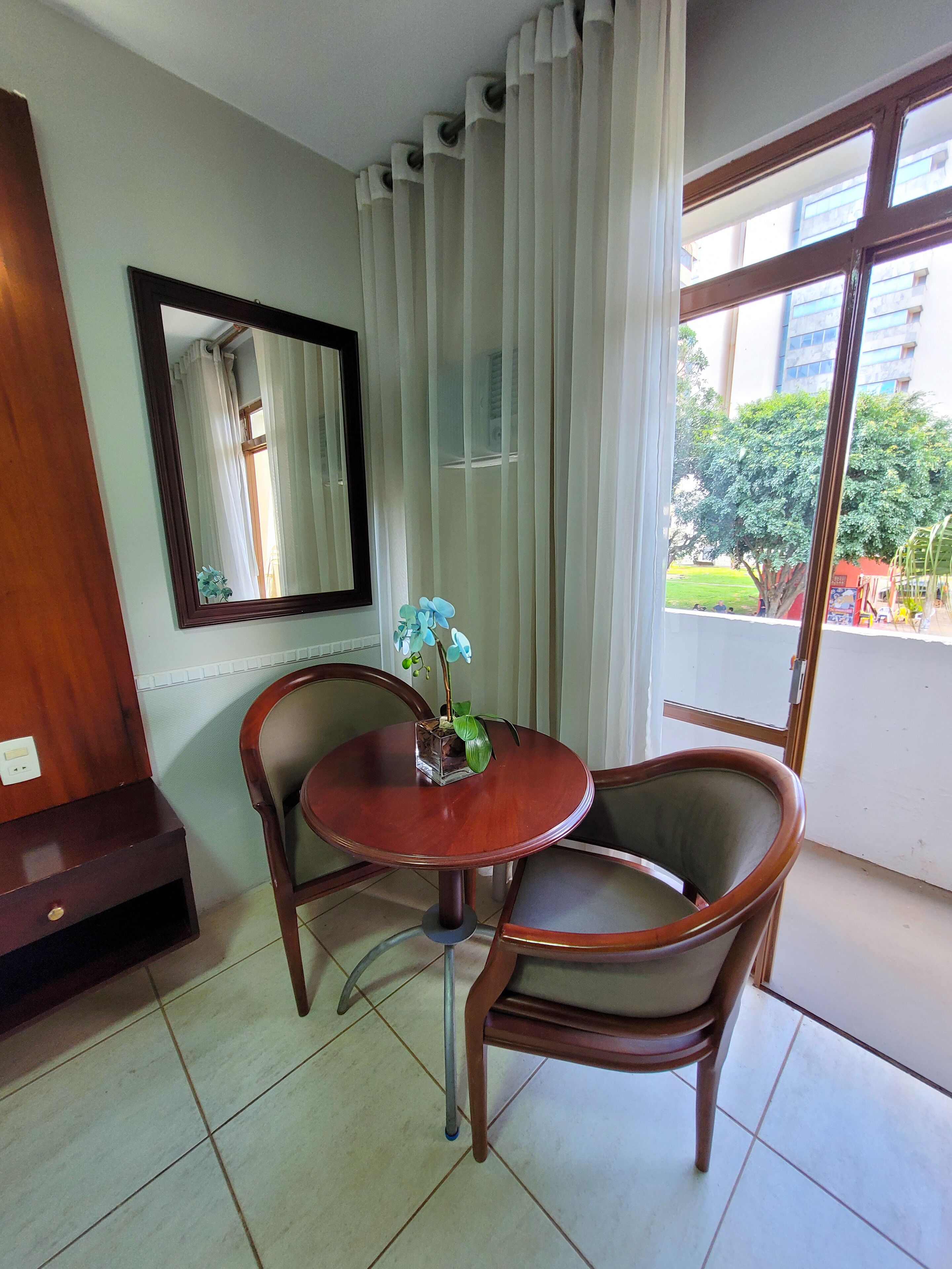 Minibar, desk, laptop workspace, blackout drapes