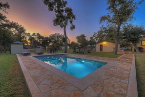 Outdoor pool - Upscale Home With Pool and Firepit - Close to Mercer St! (Dripping Springs)