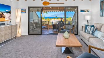 Luxury Condo | Living area | 80-inch Smart TV with digital channels