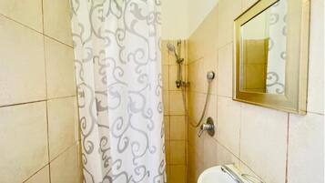 Douche, sèche-cheveux, serviettes fournies, papier toilette