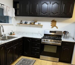Fridge, microwave, dishwasher