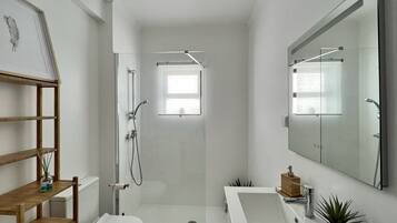 Apartment, 1 Bedroom, Terrace | Bathroom | Shower, towels