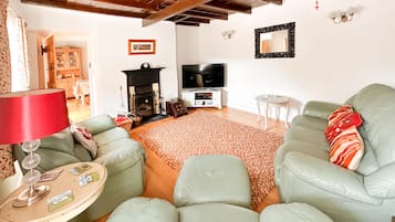 Smart TV, fireplace, DVD player