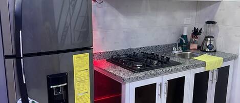 Frigorífico y placa de cocina