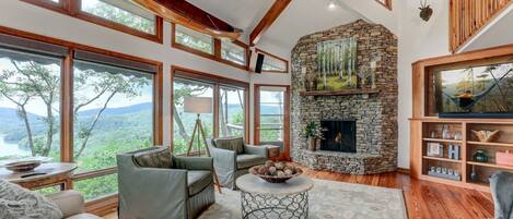 Televisión y chimenea