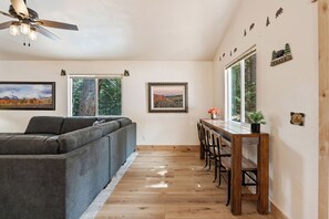 TV, fireplace - Pet-Friendly Cabin Retreat: Cozy 2BR Bear Cabin Getaway in Duck Creek Village (Duck Creek Village)