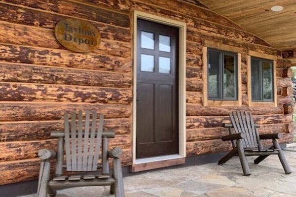 Handcrafted rustic log cabin. Your place to sit and enjoy.