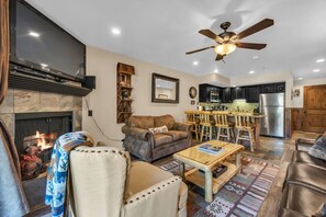 TV, fireplace, DVD player
