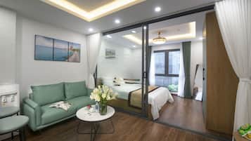 Apartamento executivo | 1 quarto, escrivaninha, Wi-Fi de cortesia