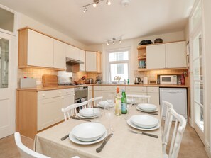 Fridge, dishwasher, electric kettle, toaster