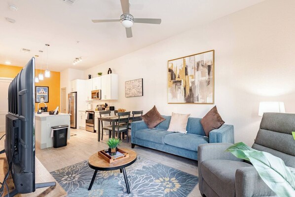 Télévision, cheminée, jeux vidéo, lecteur de DVD