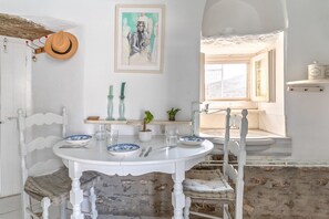 Dining - Holiday Home 'Platia Tinos Cycladic Cottage' with Mountain View, Private Terrace and Balcony (tinos)
