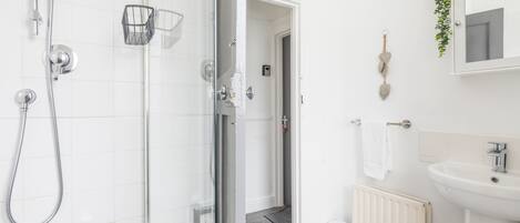 Hair dryer, towels, toilet paper