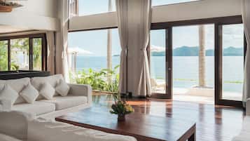 Luxury Villa, 5 Bedrooms, Private Pool, Ocean View | Living area | 32-inch TV with cable channels