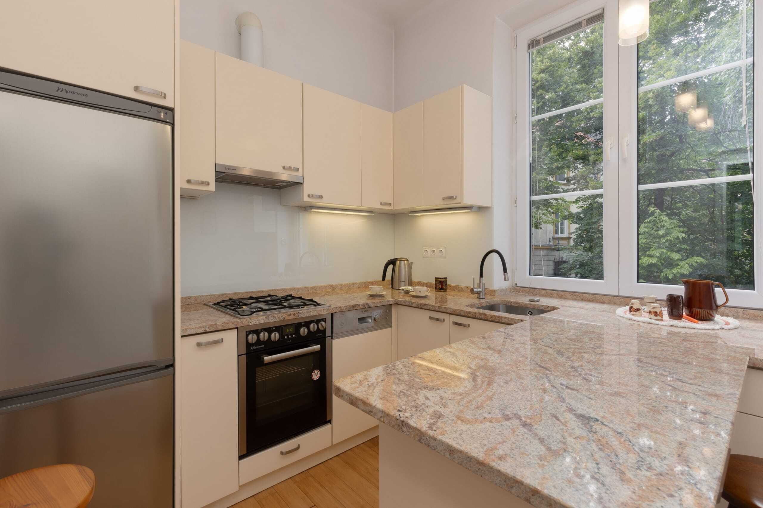 Fridge, oven, stovetop, dishwasher