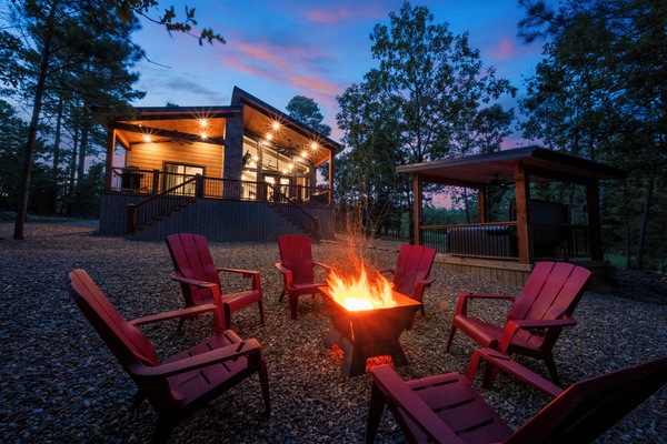 Fire pit with firewood provided