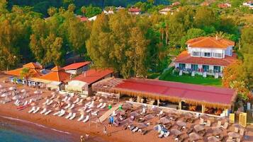 Private beach, free beach shuttle, beach bar