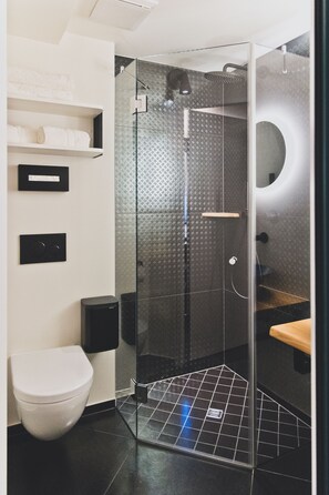 Een douche, gratis toiletartikelen, een haardroger, pantoffels