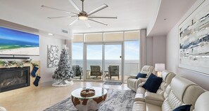 TV, fireplace - Luxury Gulf Front Condo | Lazy River | Liquid Life (Orange Beach)