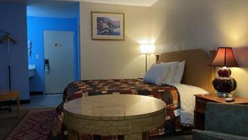 Desk, free WiFi, bed sheets