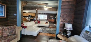 Smart TV, caminetto, libri