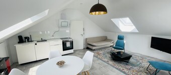 Bright, spacious attic apartment. 