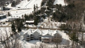A multi-story building with a symmetrical facade, large windows, and a central entrance. - Modern Mount Snow Gnarvana - Balcony, Loft, Pets, Hiking (Dover)