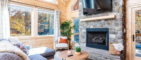 Smart TV, fireplace, table football