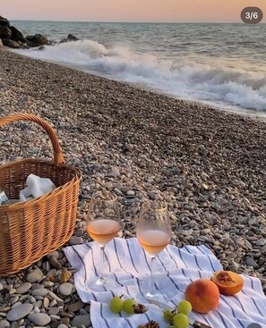 Am Strand, Liegestühle, Strandtücher