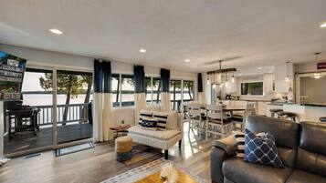 Smart TV, fireplace, foosball, table tennis