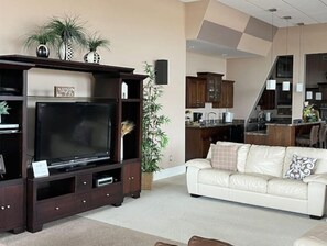 TV, DVD player, ping pong