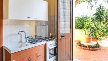 Fridge, stovetop, cookware/dishes/utensils