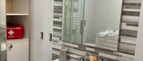 Dusche, Haartrockner, Bidet, HandtĂŒcher