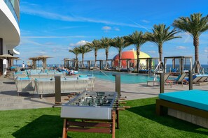 2 outdoor pools, open 7:30 AM to 6:30 PM, free pool cabanas