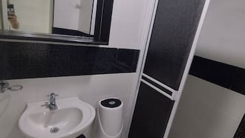 Basic Room | Bathroom | Shower, rainfall showerhead, hair dryer, towels