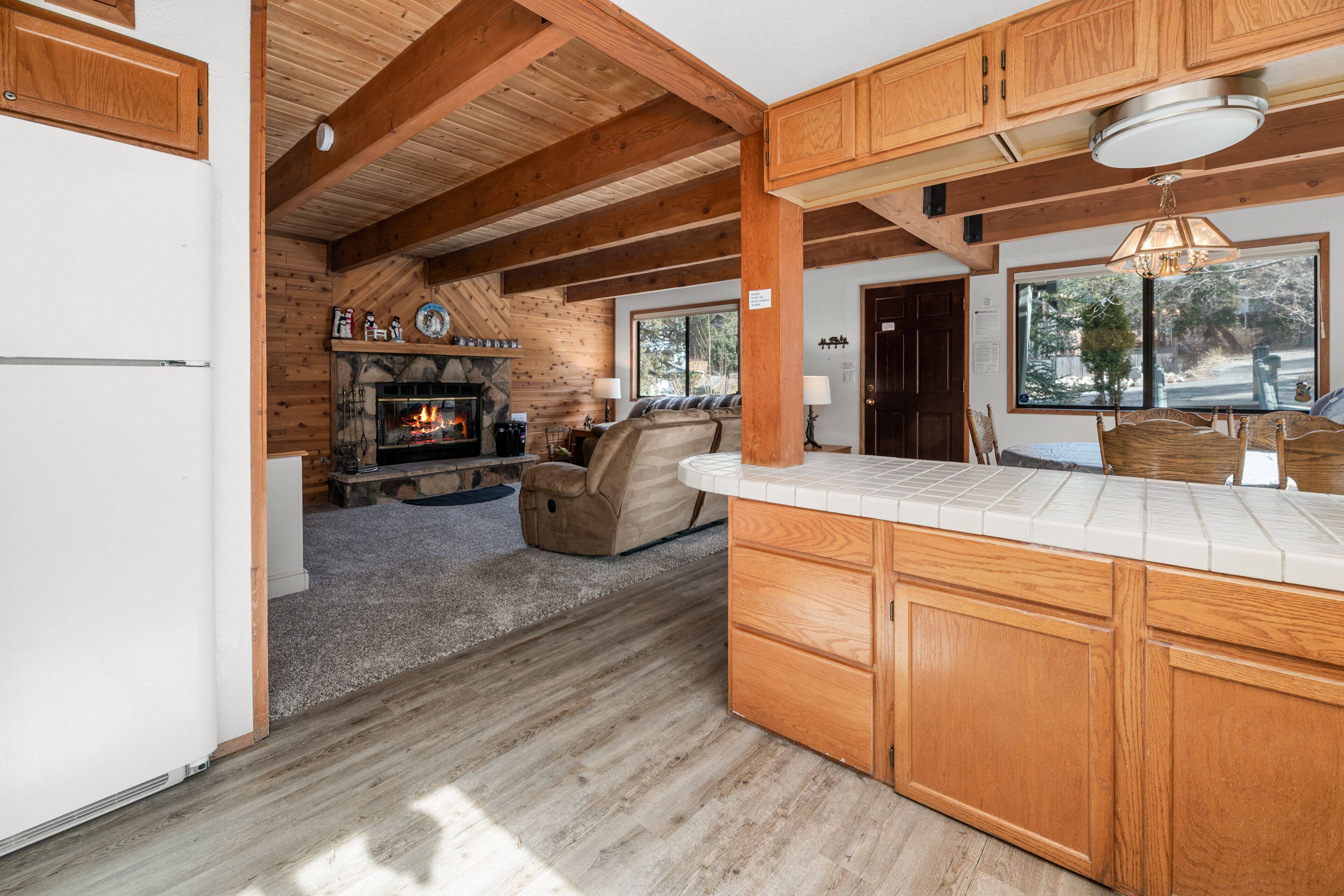 Basic Cabin | Private kitchen | Full-size fridge, microwave, oven, stovetop