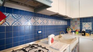 Fridge, oven, stovetop, coffee/tea maker